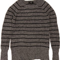 MOSSIMO Womens Boat Neck Jumper Sweater UK 12 Medium Grey Striped Nylon Vintage Mossimo and Second-Hand Mossimo from Messina Hembry 