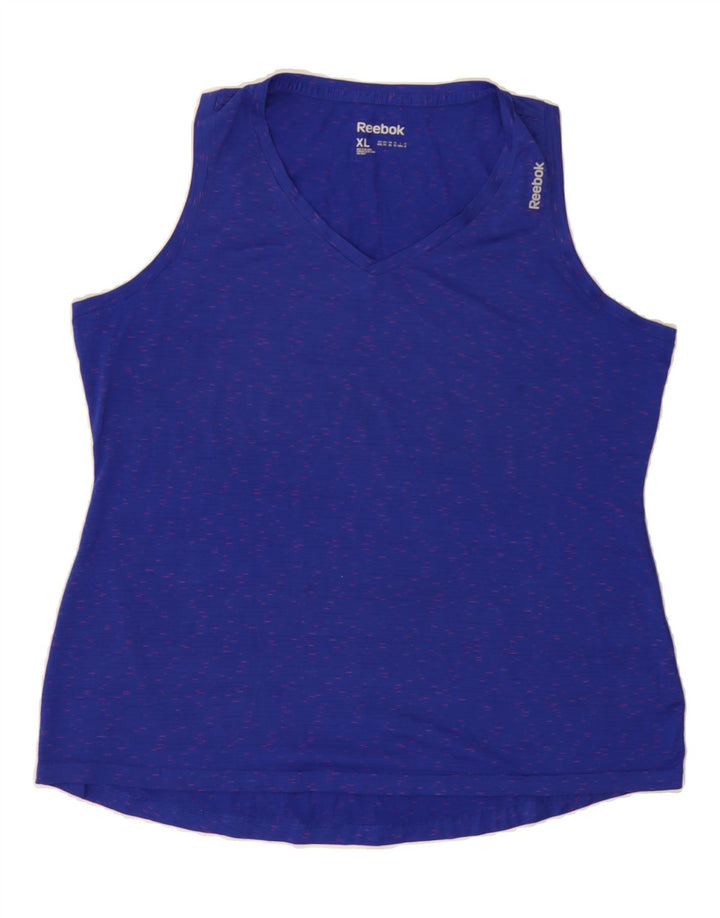REEBOK Womens Vest Top UK 18 XL Blue Flecked Polyester Vintage Reebok and Second-Hand Reebok from Messina Hembry 