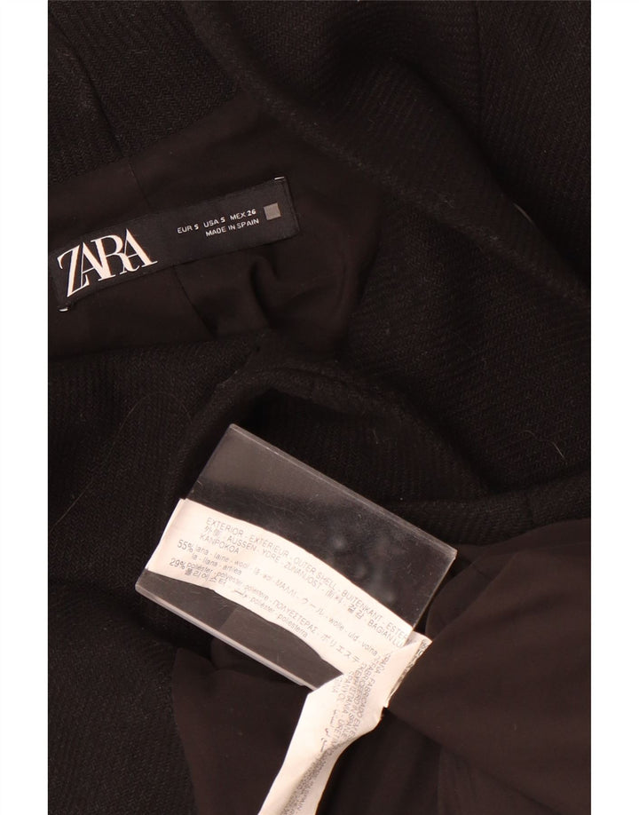 Zara Manteau surdimensionné pour femme UK 10 Petite laine noire