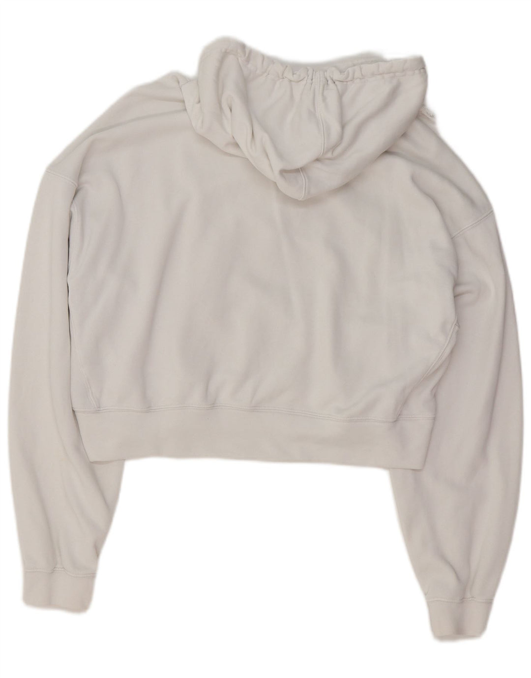 ADIDAS Pull à capuche court surdimensionné pour femme UK 10 Petit coton blanc