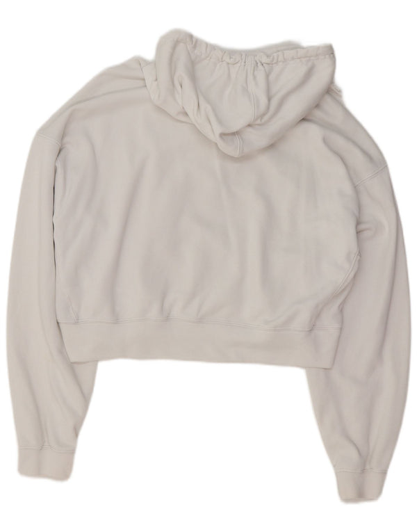ADIDAS Pull à capuche court surdimensionné pour femme UK 10 Petit coton blanc