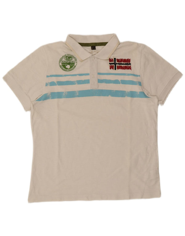 Napapijri Polo Graphique Homme Large Off White Rayé Coton