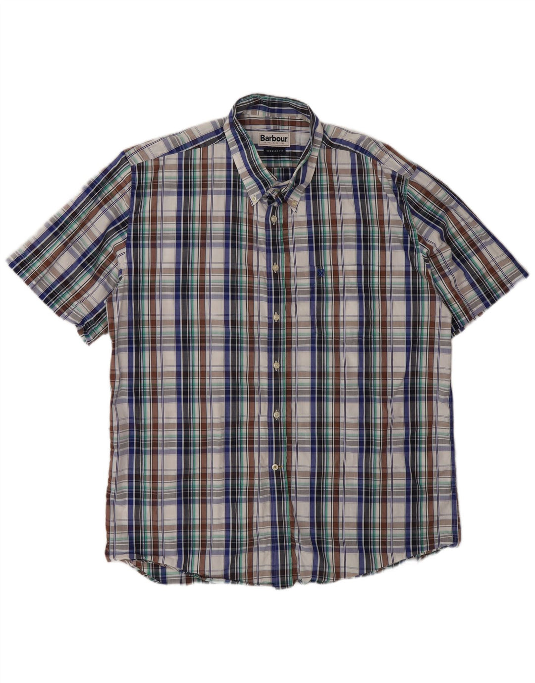 Barbour Chemise à manches courtes pour homme Coupe régulière XL Carreaux multicolores