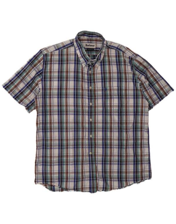 Barbour Chemise à manches courtes pour homme Coupe régulière XL Carreaux multicolores