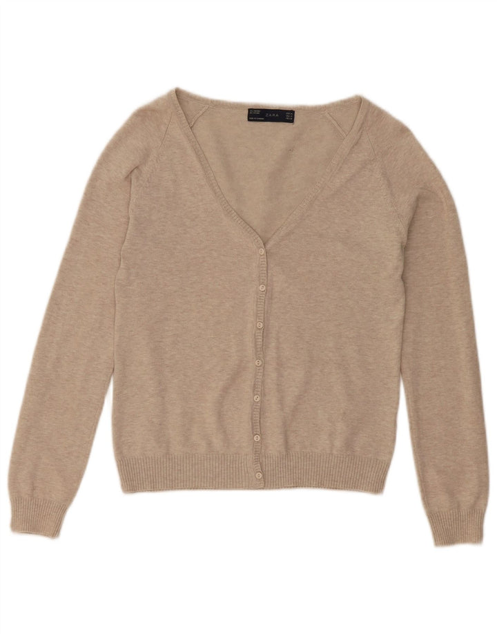 Zara Cardigan Femme Pull UK 12 Beige Moyen