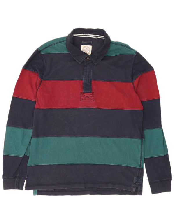 Fat Face Polo de Rugby à Manches Longues pour Homme Large Rayé Multicolore