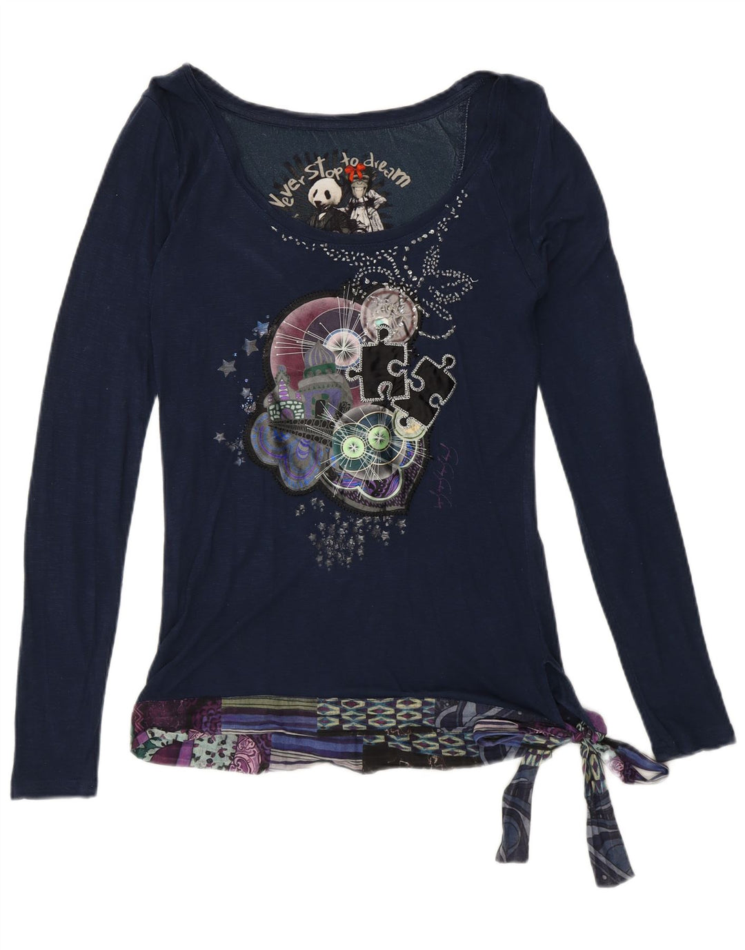 Desigual Chemisier à motif abstrait pour femme UK 10 Small Bleu marine