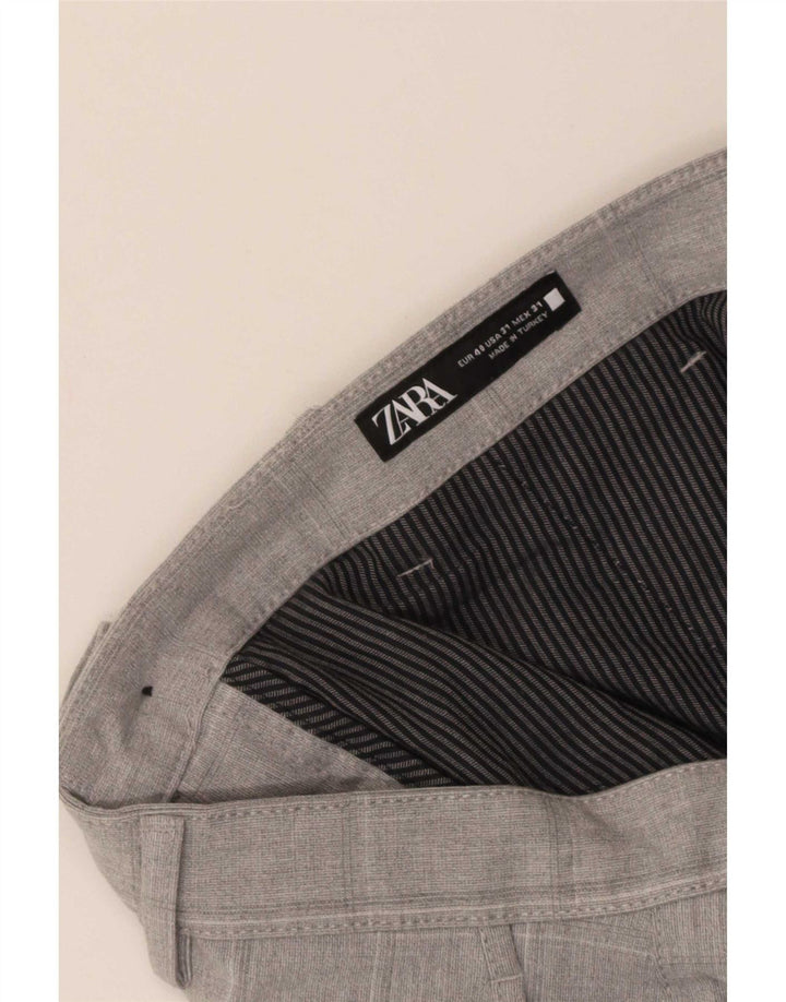 Zara Pantalon chino slim pour homme EU 40 Medium W31 L28 Gris à carreaux
