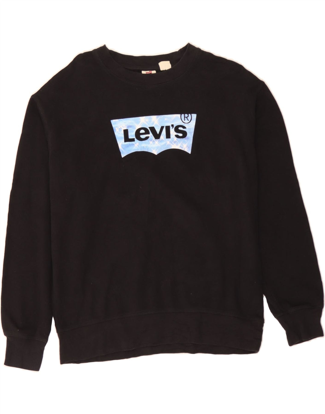 LEVI'S Womens Oversized Graphic Sweatshirt Jumper UK 14 Medium Black Vintage Levi's and Second-Hand Levi's from Messina Hembry 