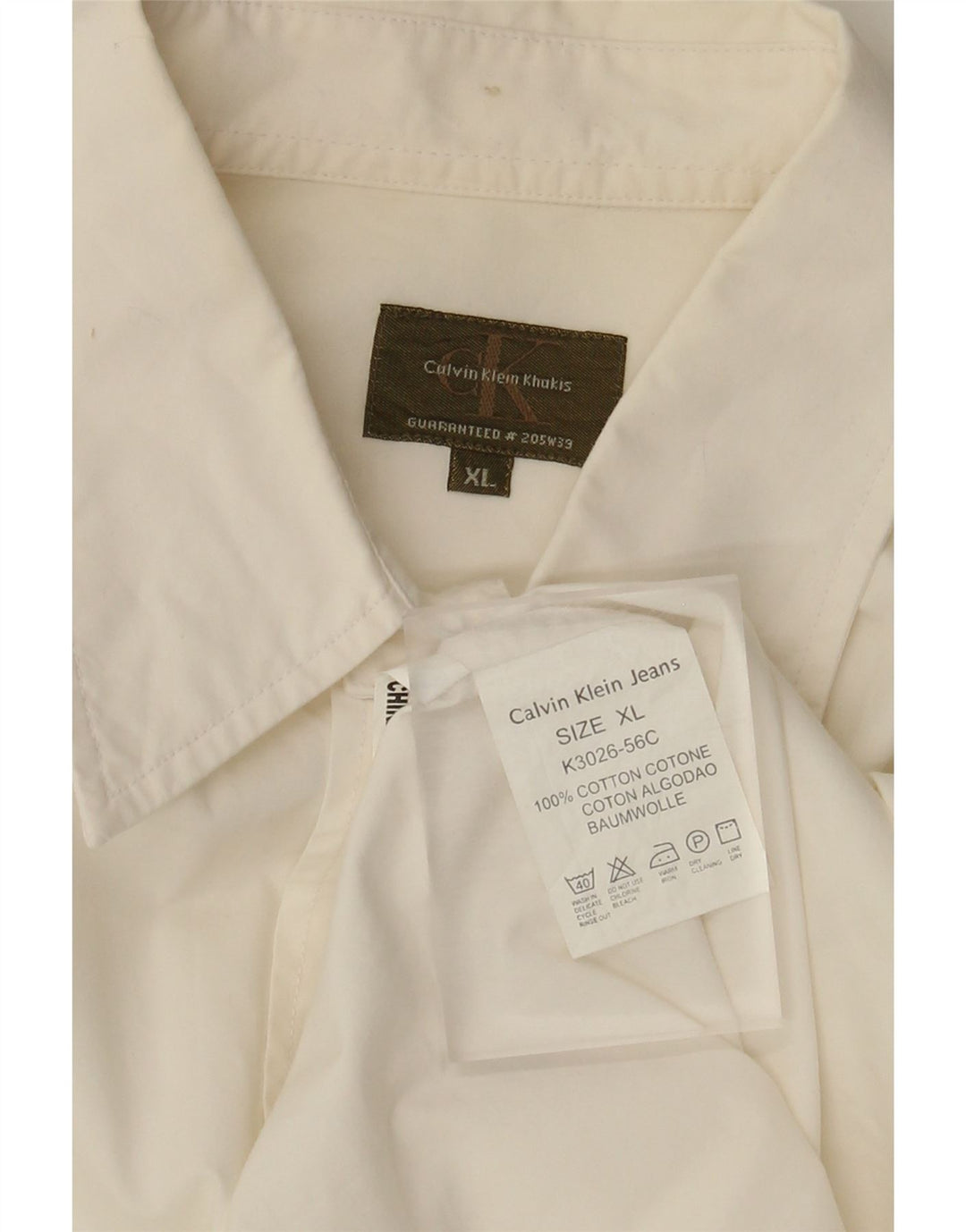 Calvin Klein Chemise Homme XL Blanc Cassé Coton