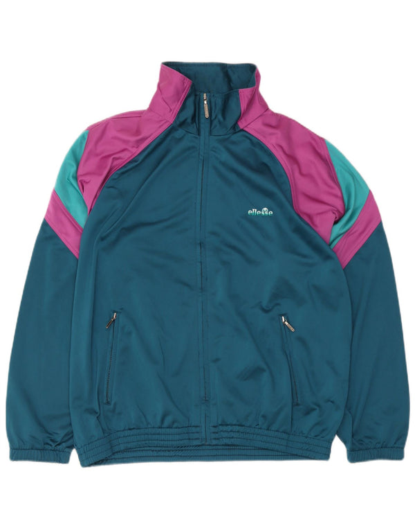 Ellesse Veste de survêtement pour homme Large Bleu Colorblock Polyester