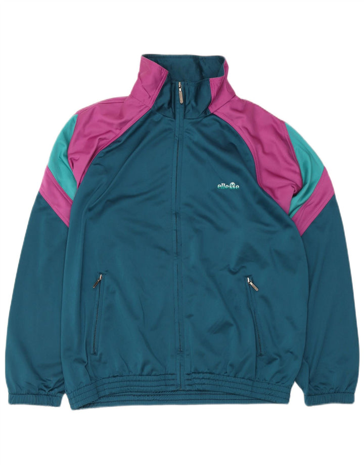 Ellesse Veste de survêtement pour homme Large Bleu Colorblock Polyester
