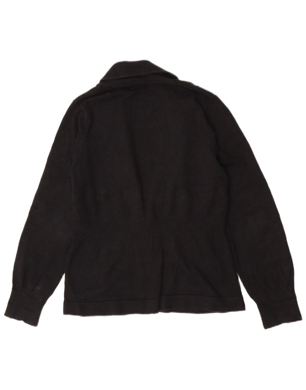 Eddie Bauer Womens Cardigan Sweater UK 14 Medium Black Cotton