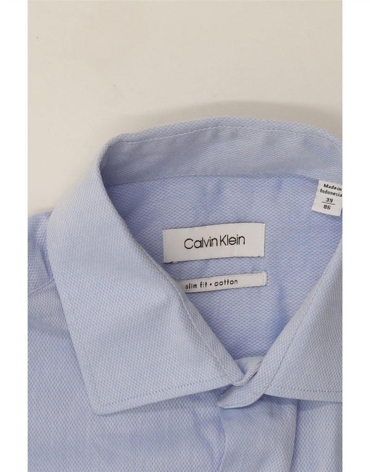 Calvin Klein Chemise Slim Fit Homme Taille 39 Coton Bleu Moyen