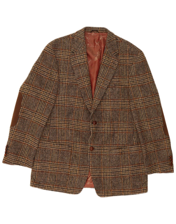 Harris Tweed Veste blazer à 2 boutons pour homme IT 52 XL en laine à carreaux marron