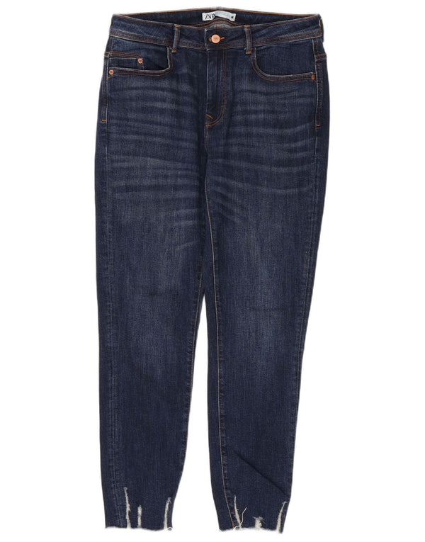 Zara Jean slim en détresse pour femme EU 42 Large W32 L28 Bleu marine Coton