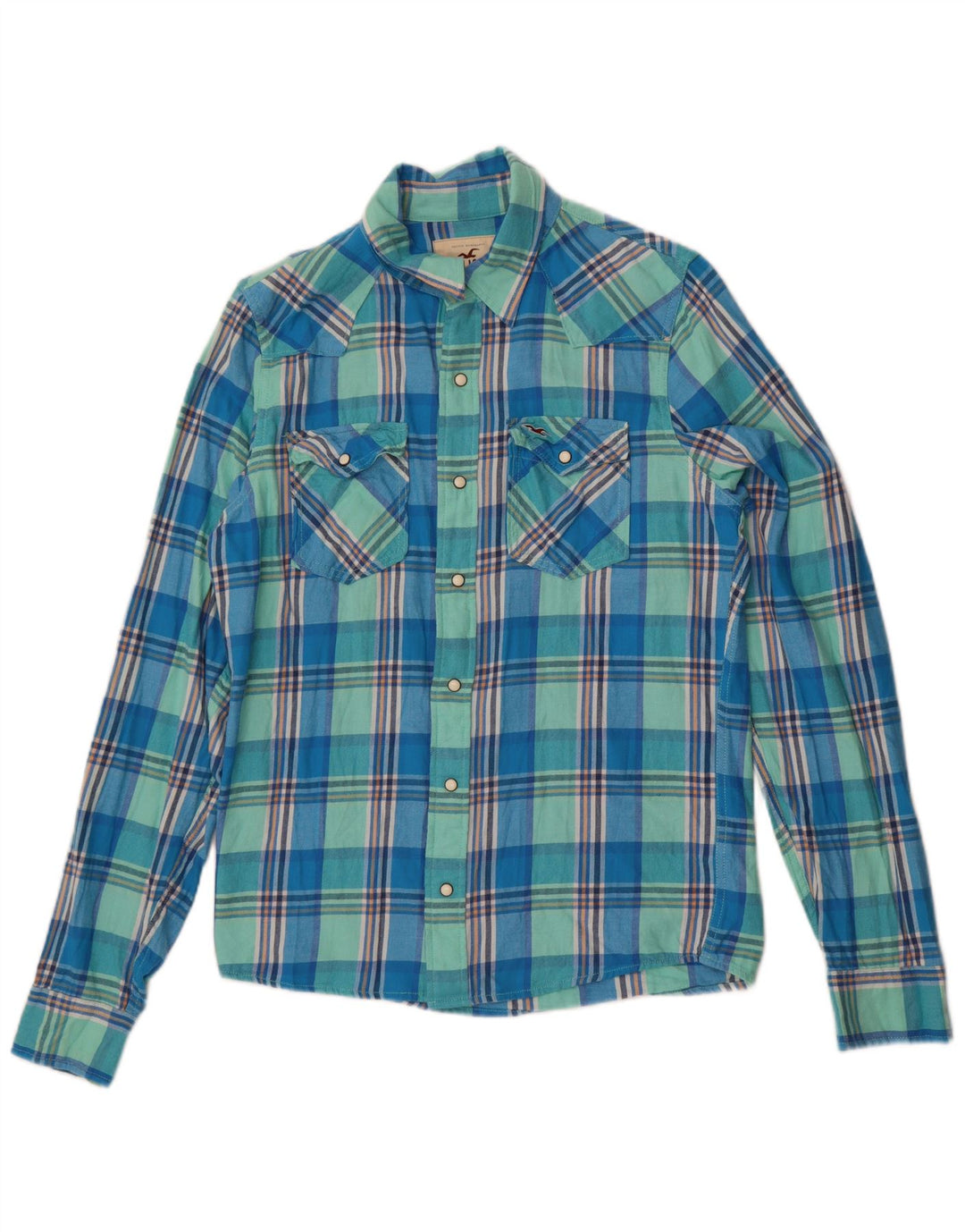 Hollister Chemise En Flanelle Homme Bleu Moyen Carreaux Coton