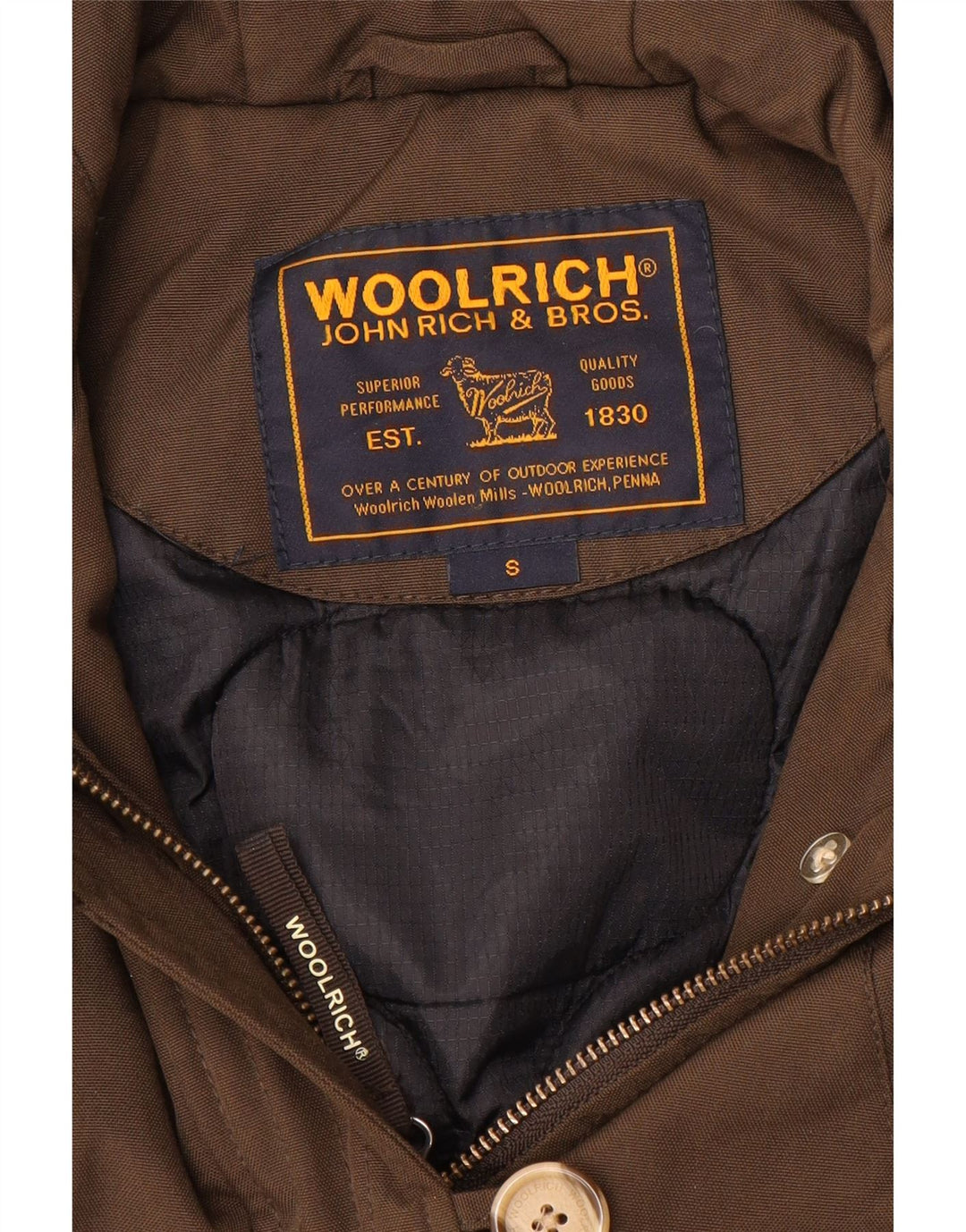 Woolrich Veste bomber à capuche pour femme UK 10 Small Marron