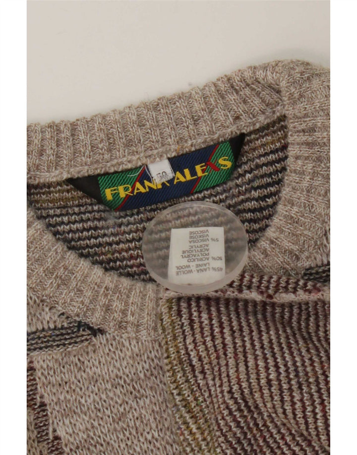 Frank Alexs Pull col rond pour homme IT 50 laine géométrique gris moyen