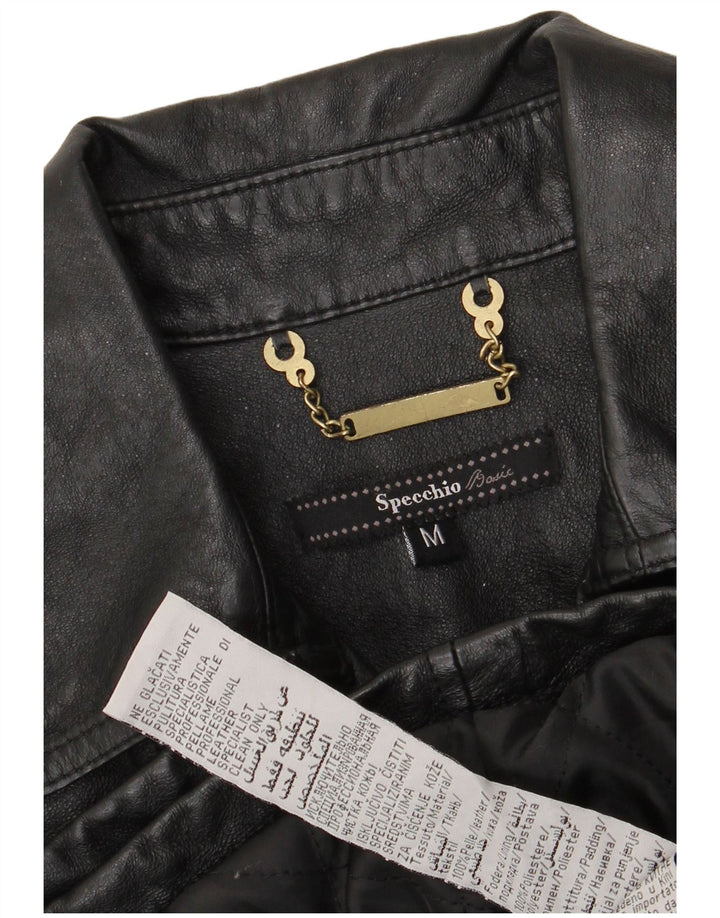 SPECCHIO Veste en cuir militaire courte pour femme UK 12 Cuir noir moyen