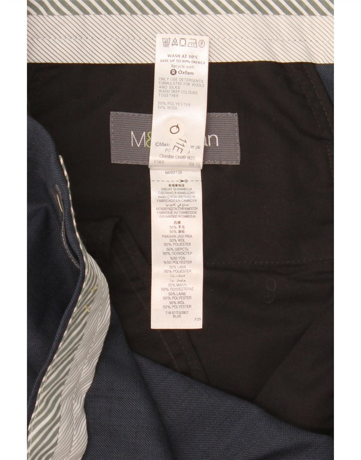 MARKS & SPENCER Pantalon de Costume Droit Homme W44 L29 Bleu Polyester