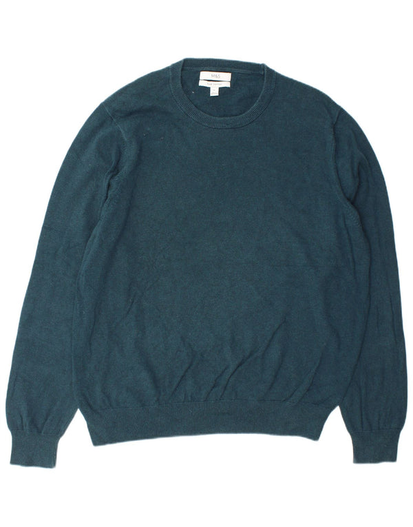 Marks & Spencer Pull col rond pour homme XL en coton bleu marine