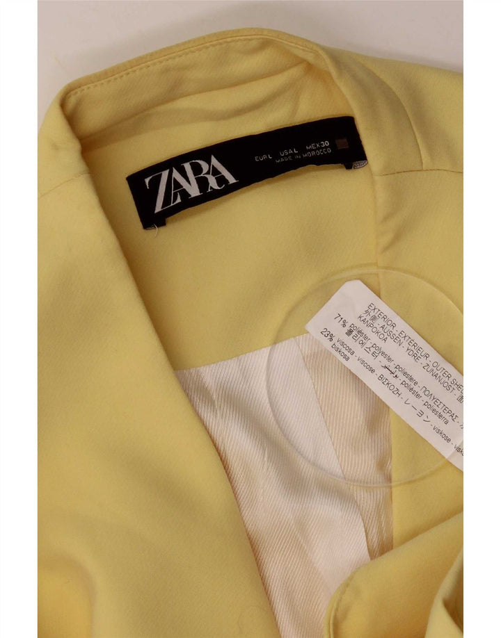 Zara Veste blazer sans manches à 3 boutons pour femme UK 14 Large Jaune Polyester