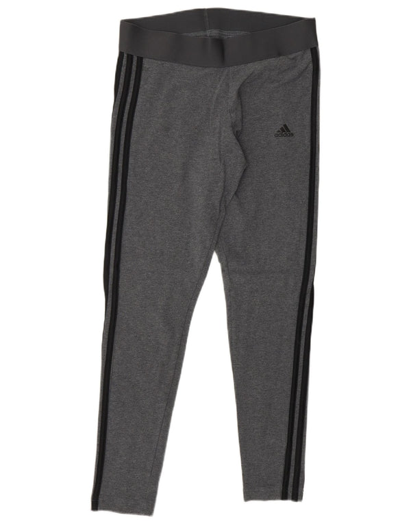 ADIDAS Leggings Femme UK 12/14 Coton Gris Moyen