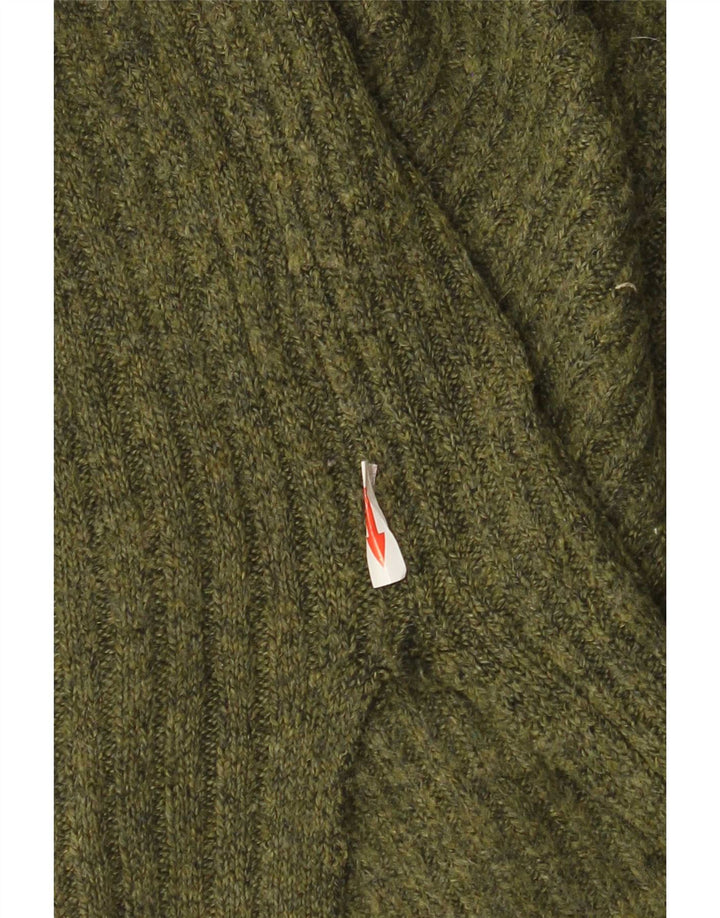 Marks & Spencer Pull à col zippé pour homme, grand, vert, acrylique
