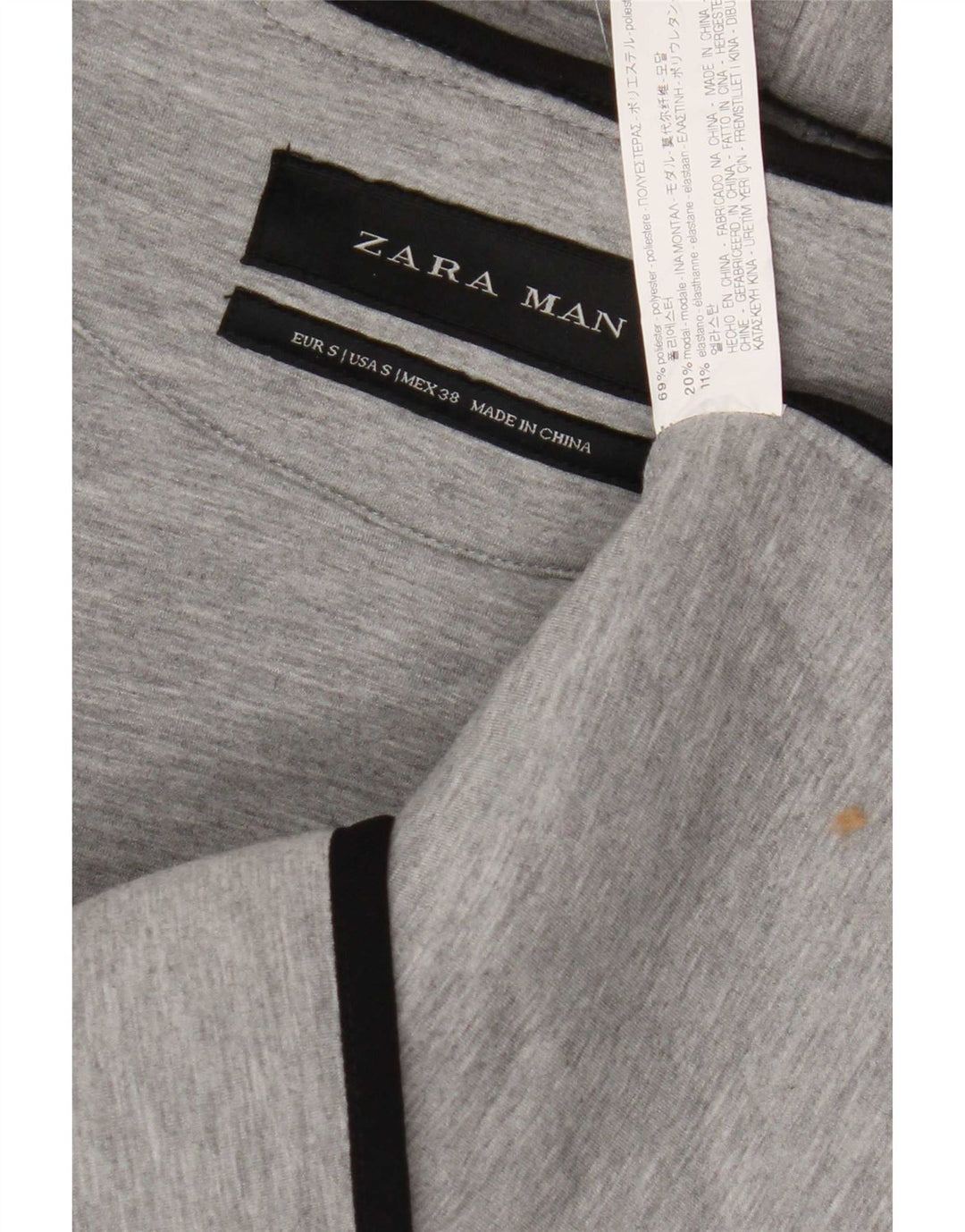 Zara Pull à capuche zippé sans manches pour homme Petit gris Polyester