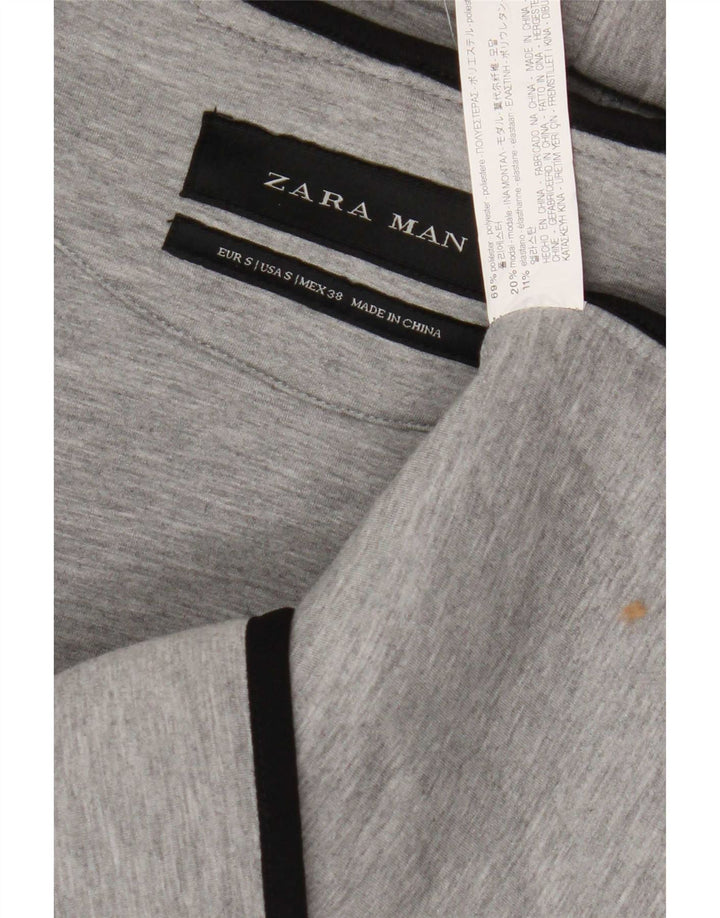 Zara Pull à capuche zippé sans manches pour homme Petit gris Polyester