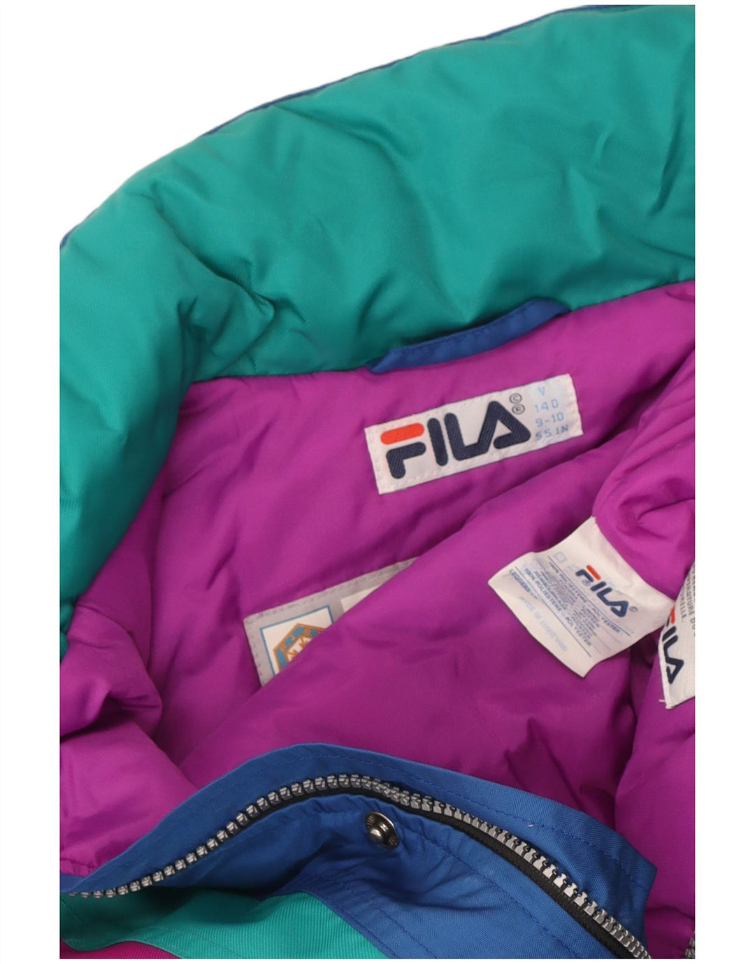 Fila Combinaison de ski garçon 9-10 ans Bleu Colorblock Polyester