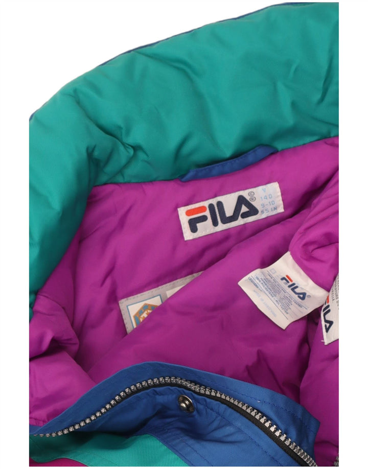 Fila Combinaison de ski garçon 9-10 ans Bleu Colorblock Polyester