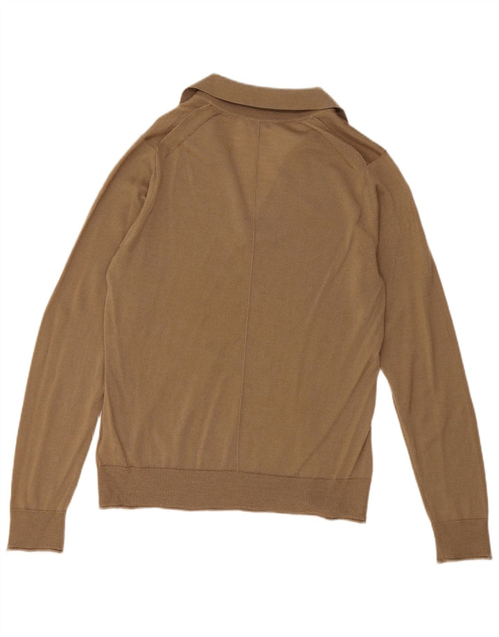 Jigsaw Pull à col polo pour femme UK 12 Laine beige moyen