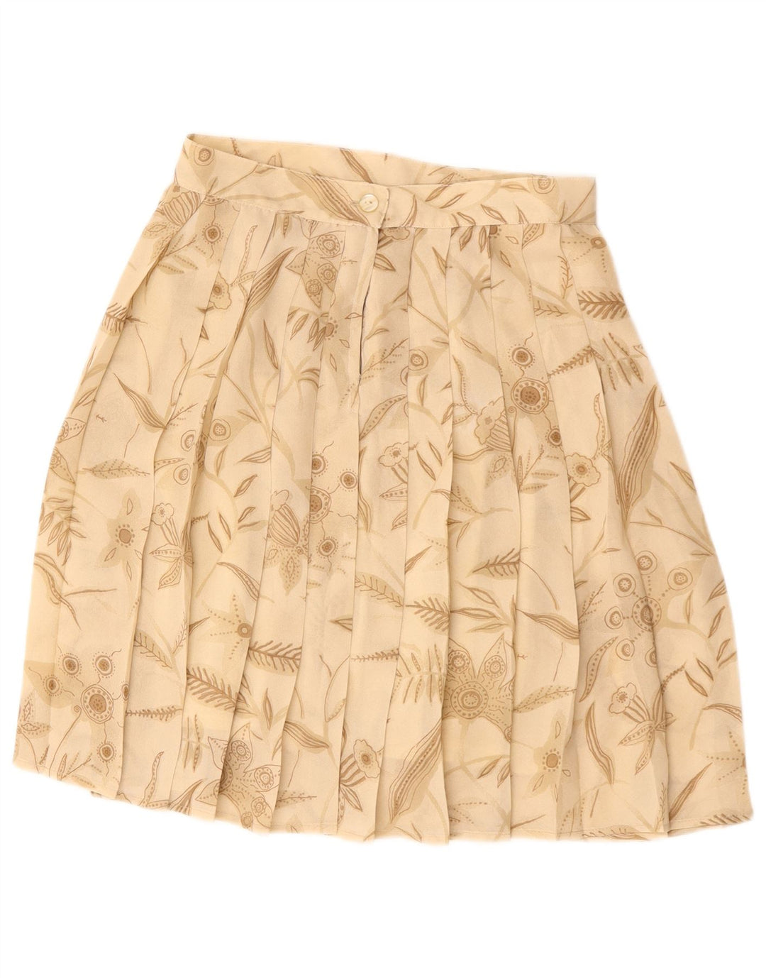 VINTAGE Jupe trapèze plissée femme Medium W28 Beige Floral Polyester