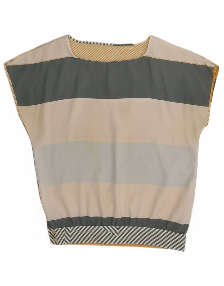 VINTAGE Womens Blouse Top UK 14 Medium Multicoloured Striped Vintage Vintage and Second-Hand Vintage from Messina Hembry 