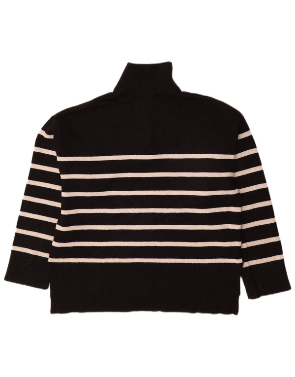 Zara Pull col zippé pour femme UK 14 Viscose rayée noir moyen