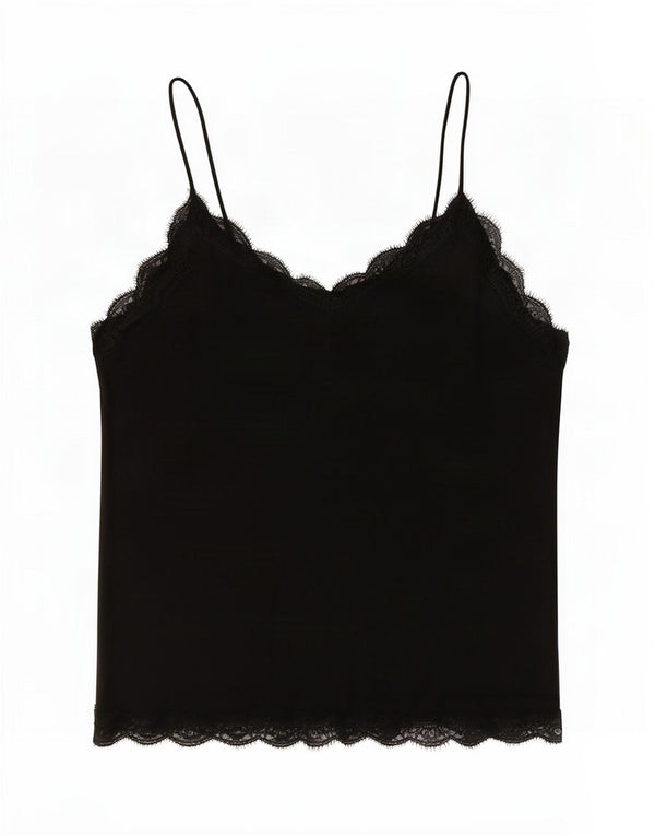 Zara Womens Crop Cami Top UK 16 Large Noir Polyester