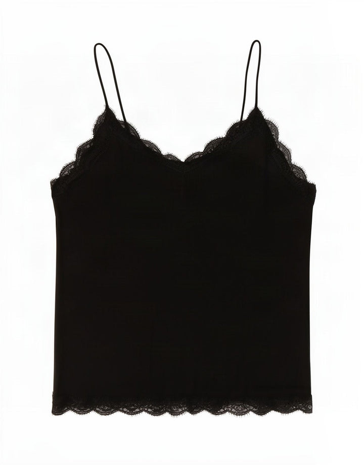 Zara Womens Crop Cami Top UK 16 Large Noir Polyester