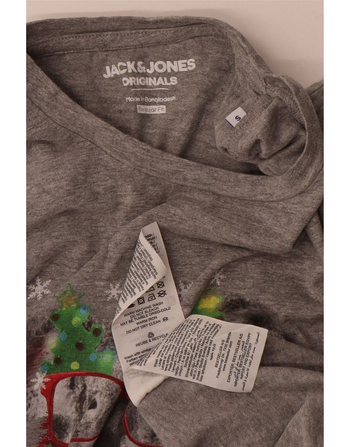 JACK & JONES T-Shirt Graphique Coupe Regular Homme Petit Gris Coton