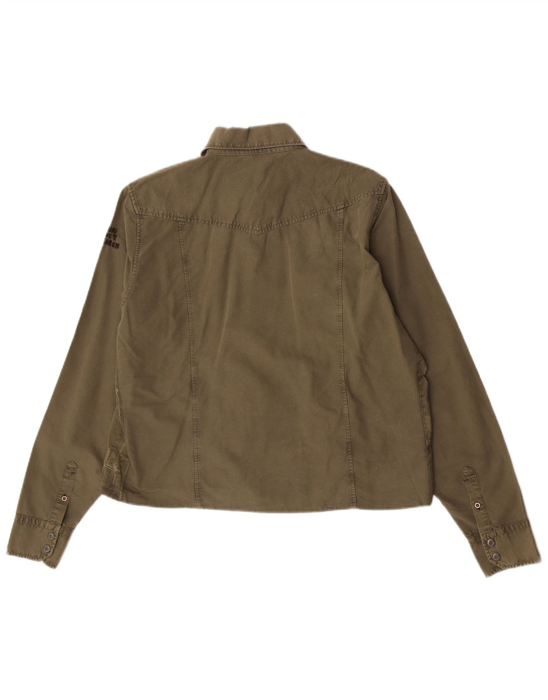 Napapijri Chemise courte pour femme UK 14 Large Kaki Patchwork