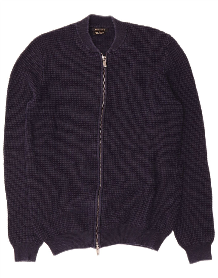 Massimo Dutti Pull Cardigan Homme Bleu Marine Moyen Coton