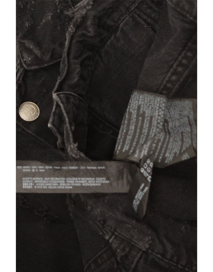 ZARA Veste en jean vieilli pour homme UK 36 Petit coton noir
