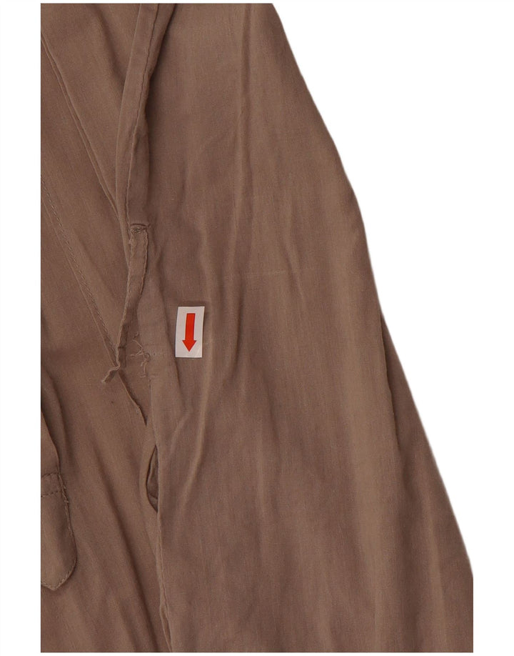 Zara Robe droite à manches 3/4 pour femme UK 14 en coton marron moyen