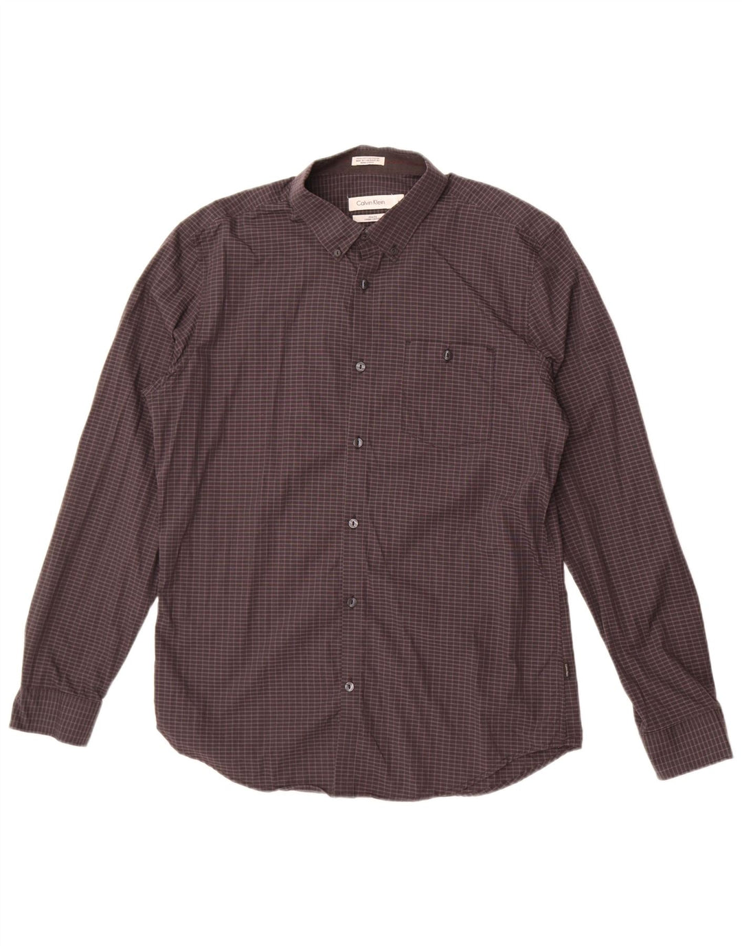 Calvin Klein Chemise Slim Fit Homme Gris Moyen à Carreaux Coton