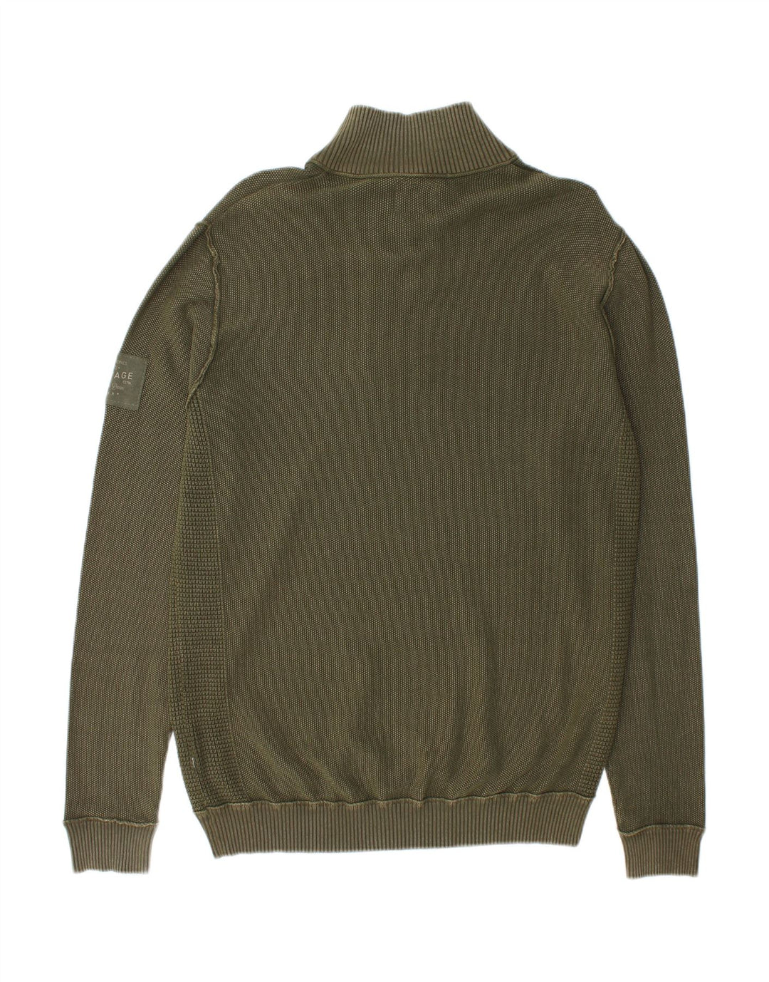 JACK & JONES Mens Button Neck Jumper Sweater Large Green Cotton