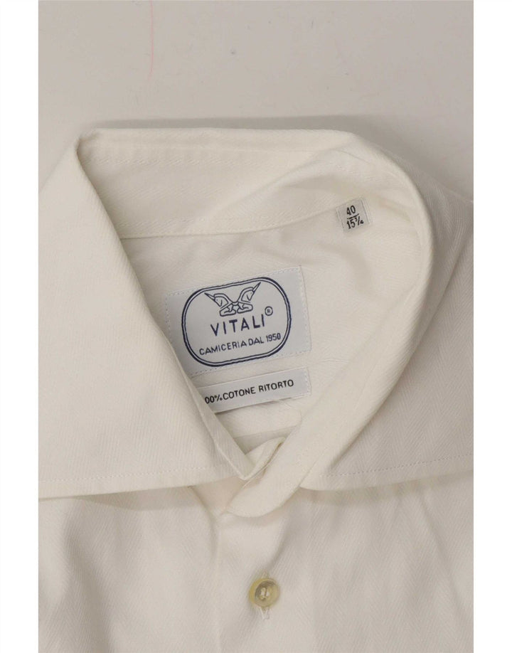 Vitali Chemise Homme Taille 40 15 3/4 Coton Blanc Moyen