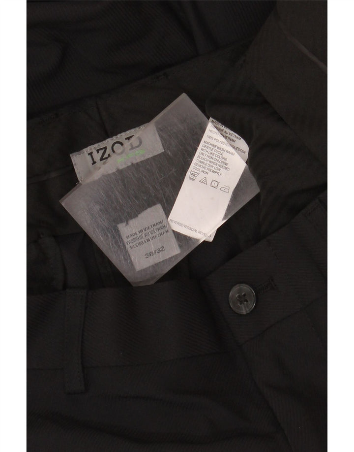 Izod Pantalon décontracté droit pour homme W36 L32 Noir Polyester