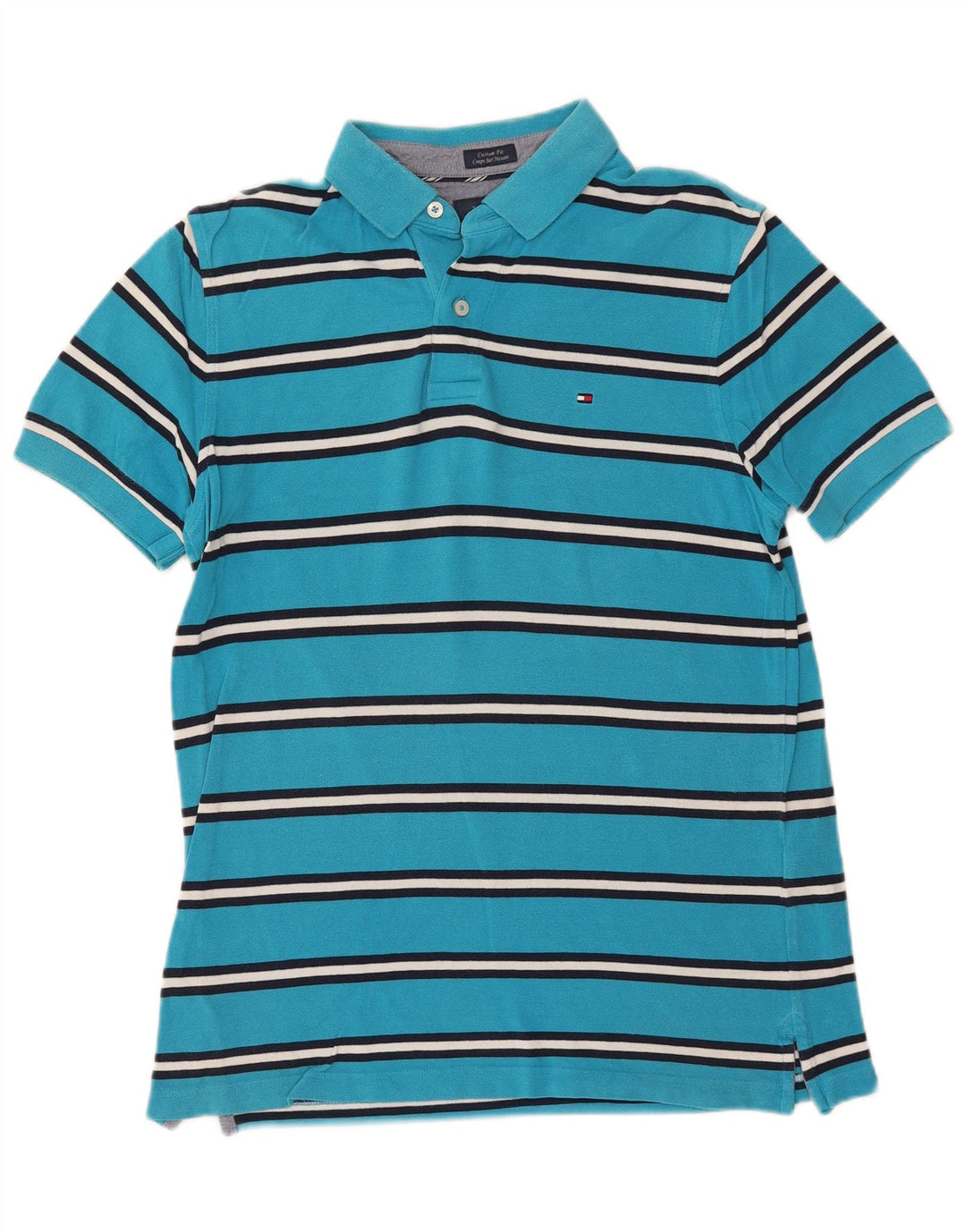 Tommy Hilfiger Polo Custom Fit Homme Bleu Moyen Rayé Coton