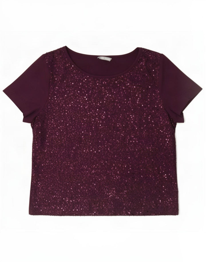 Marks & Spencer Chemisier à sequins pour femme UK 14 Large Bordeaux